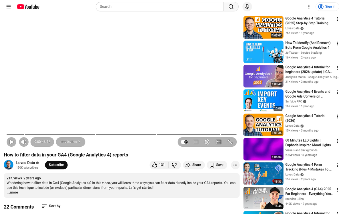 Analytics dashboard showing filtered traffic data