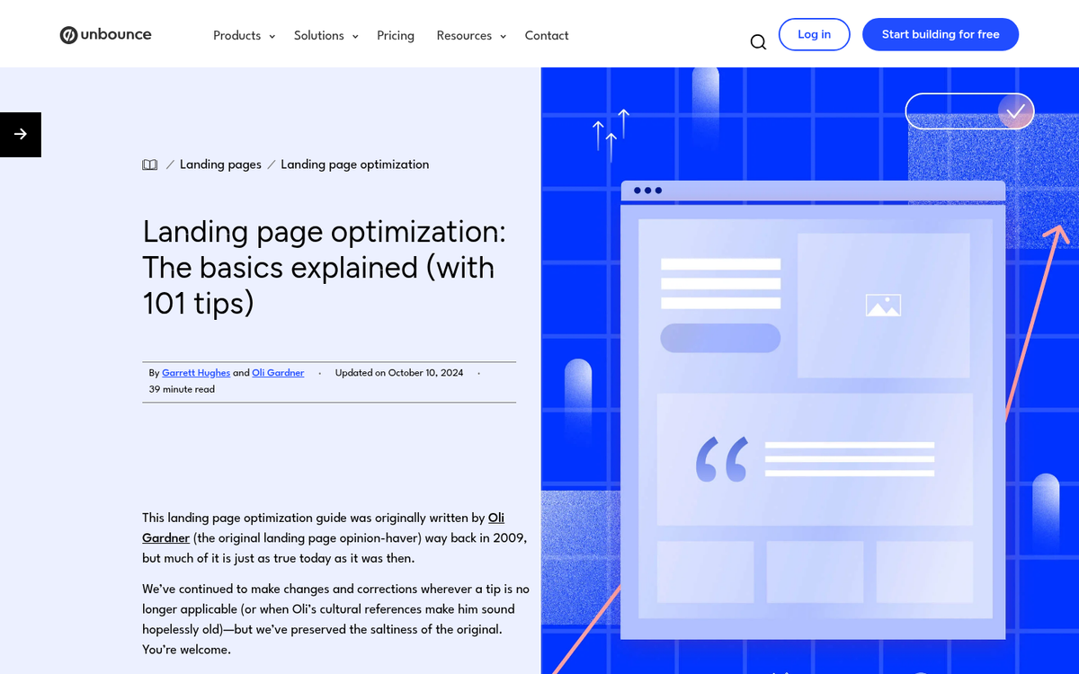 Landing page website screenshot on screen