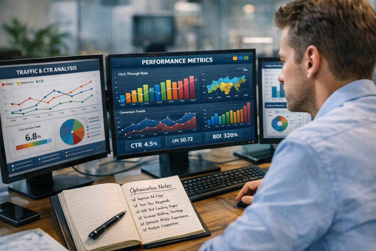 Analytics dashboard showing ad performance metrics