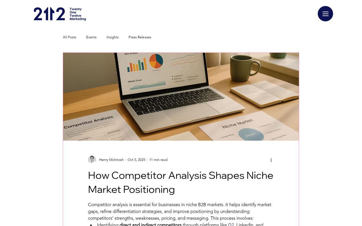 Competitor website analysis on screen