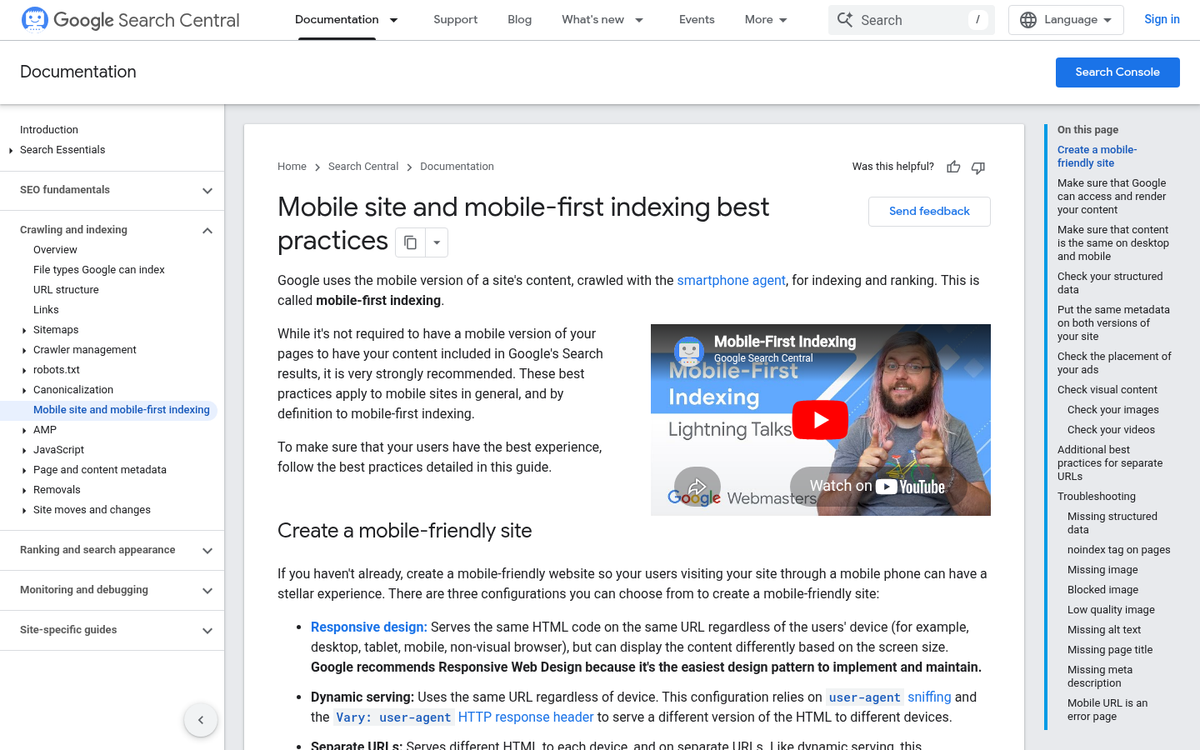 Mobile website displayed on smartphone screen
