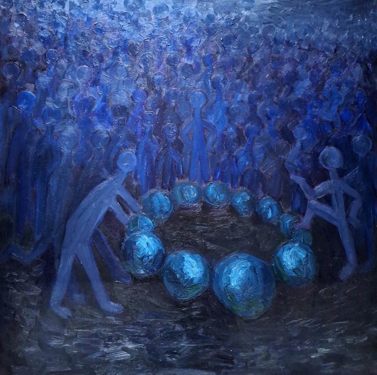 Person drowning in deep ocean water