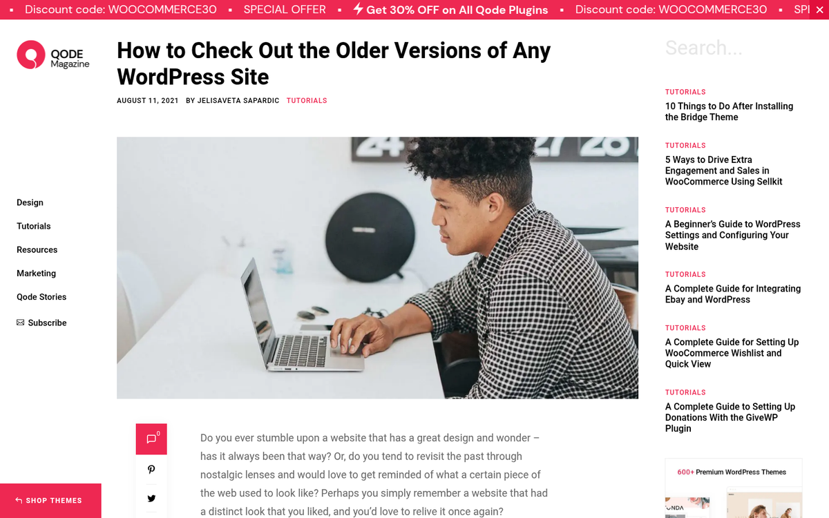 Blog archive page with buried old posts