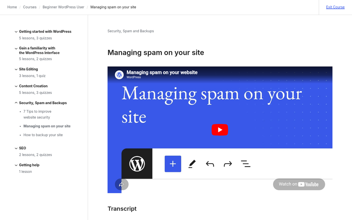 Blog comments section with spam messages