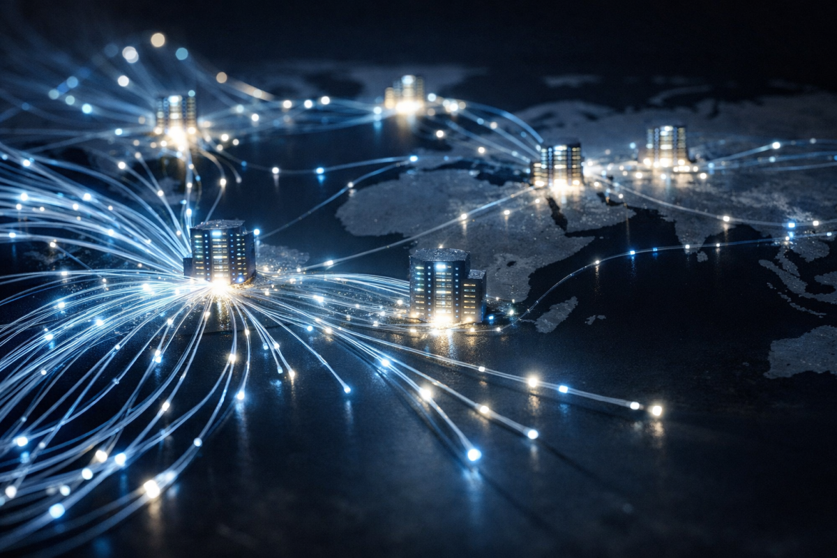 Global CDN server network diagram illustration