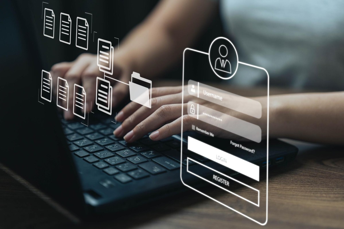 Person filling out detailed online form