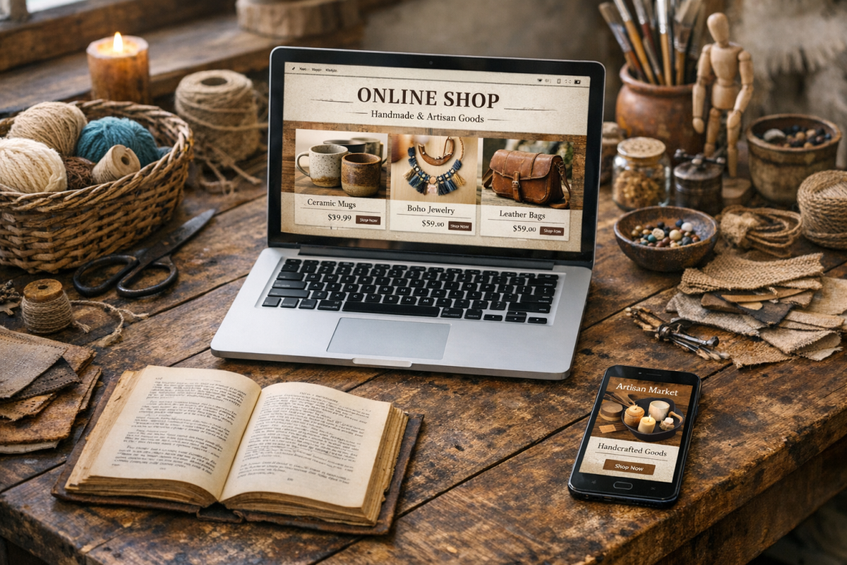 Person selling products through online store