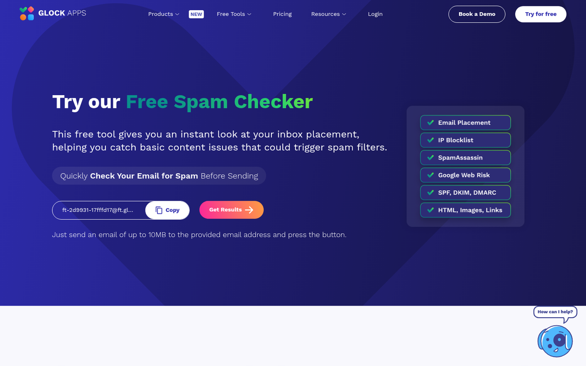 Spam checker tool interface screenshot