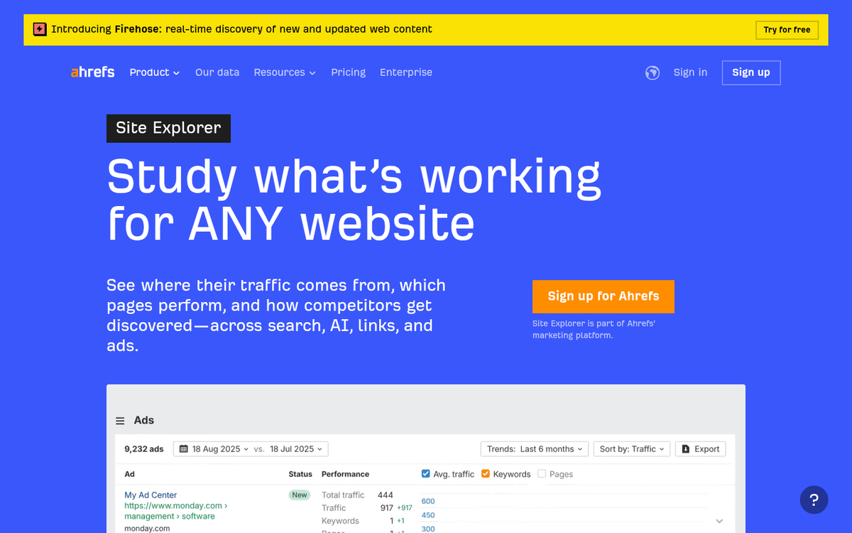 Ahrefs competitor traffic analysis dashboard screenshot