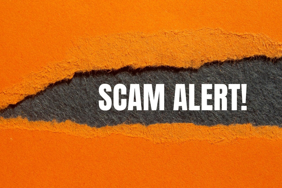 Warning sign alerting users to scam network