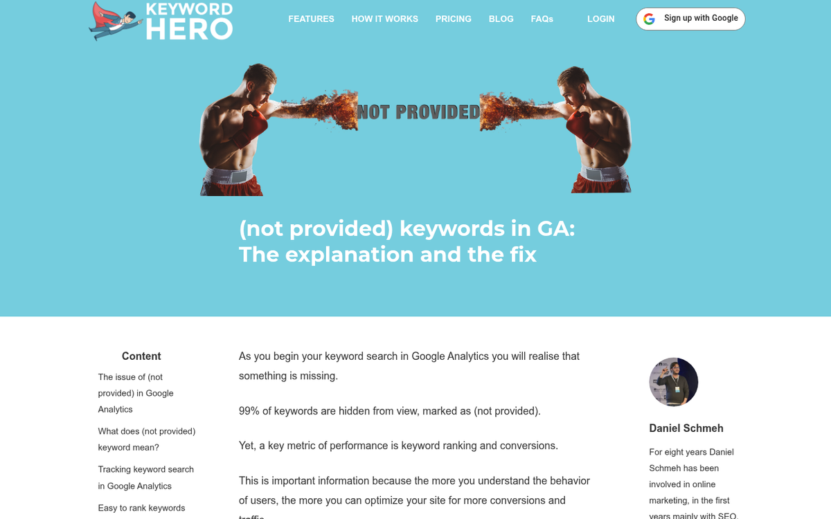 Graph showing rise of not provided keywords