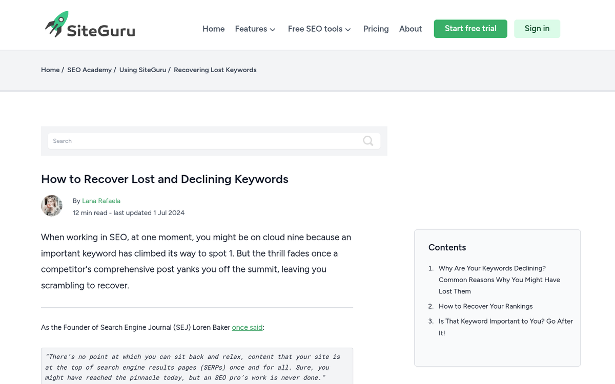 Analytics dashboard showing keyword data workarounds