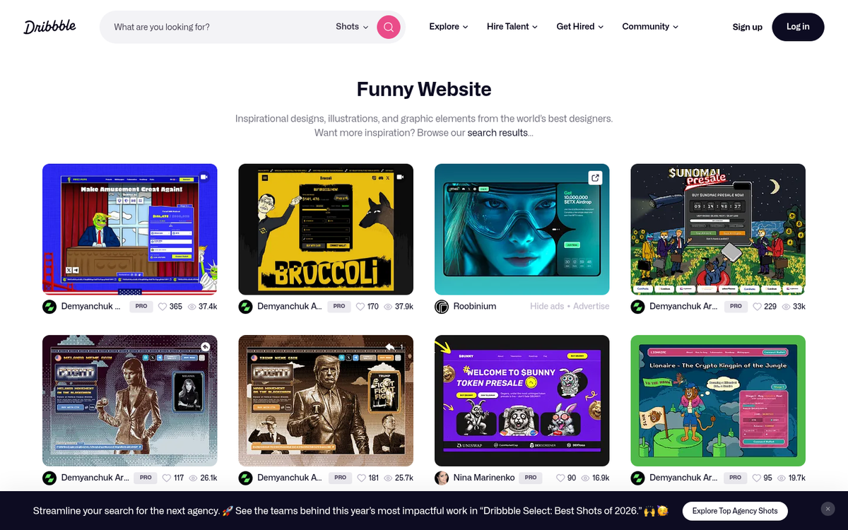 Fresh content displayed on modern webpage