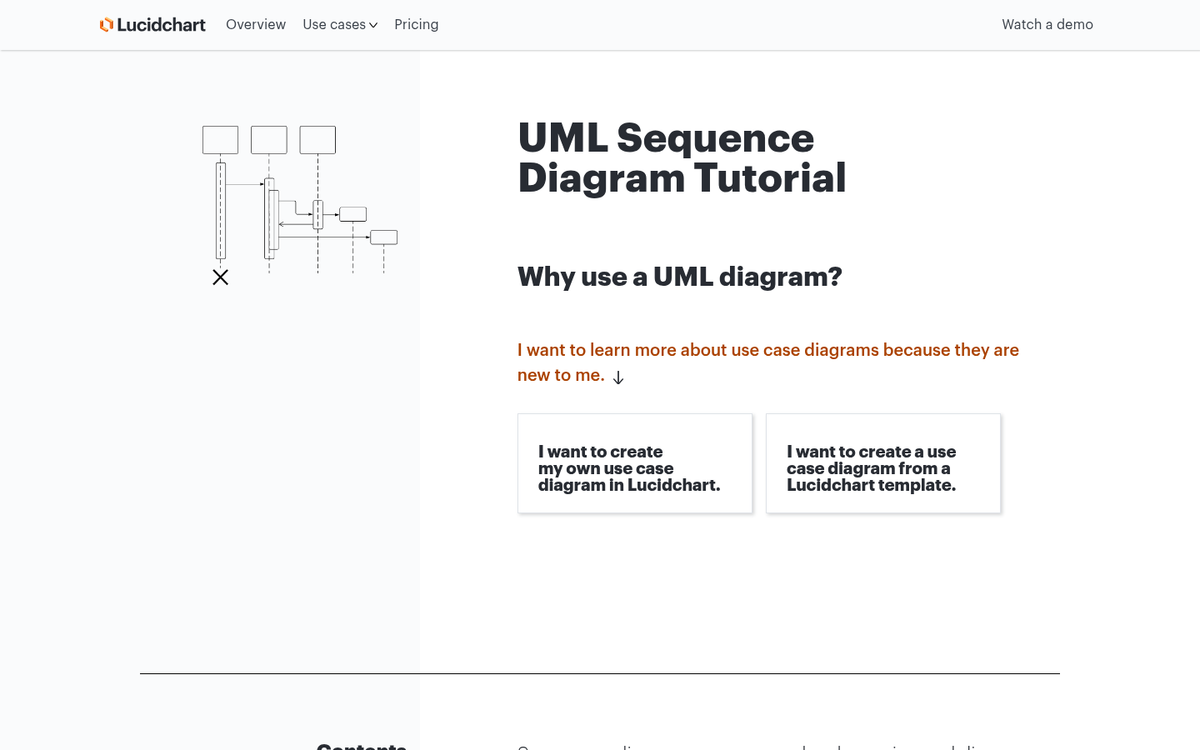 Website content arranged in logical flow