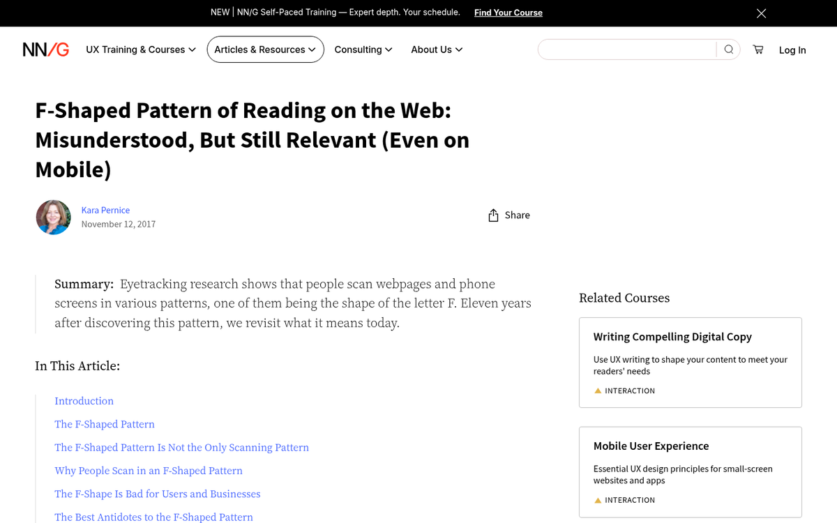 Webpage with clear formatted scannable content
