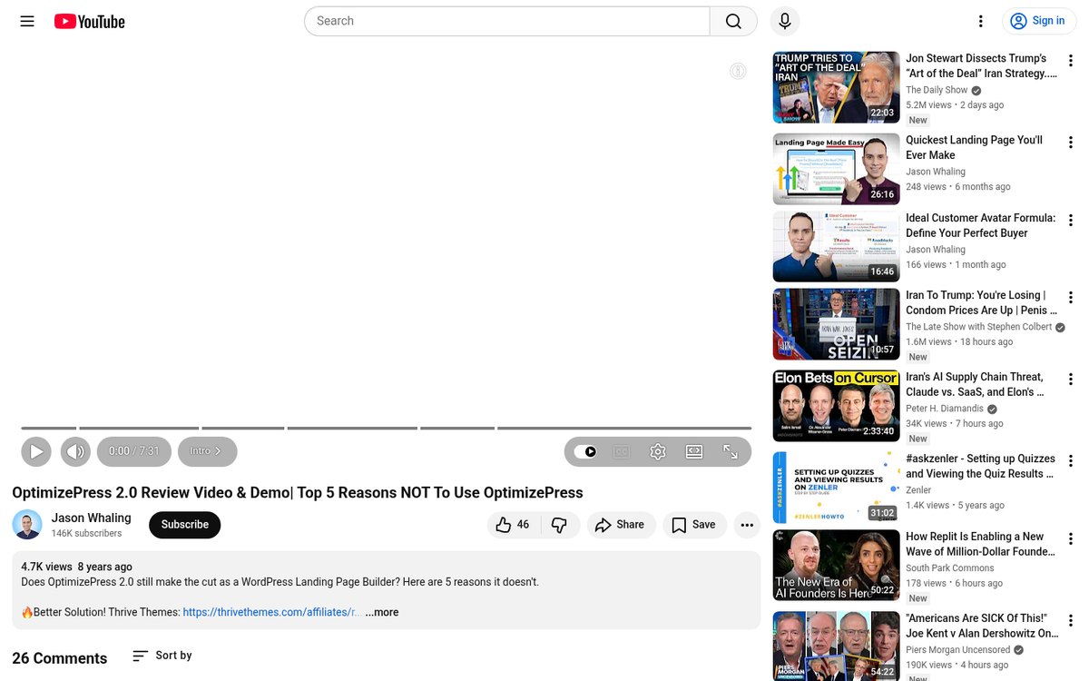 OptimizePress website displaying limited design options