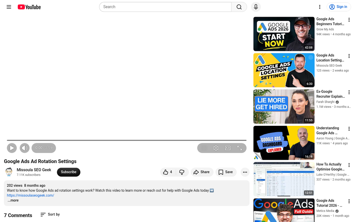Rotating banner ads on a webpage