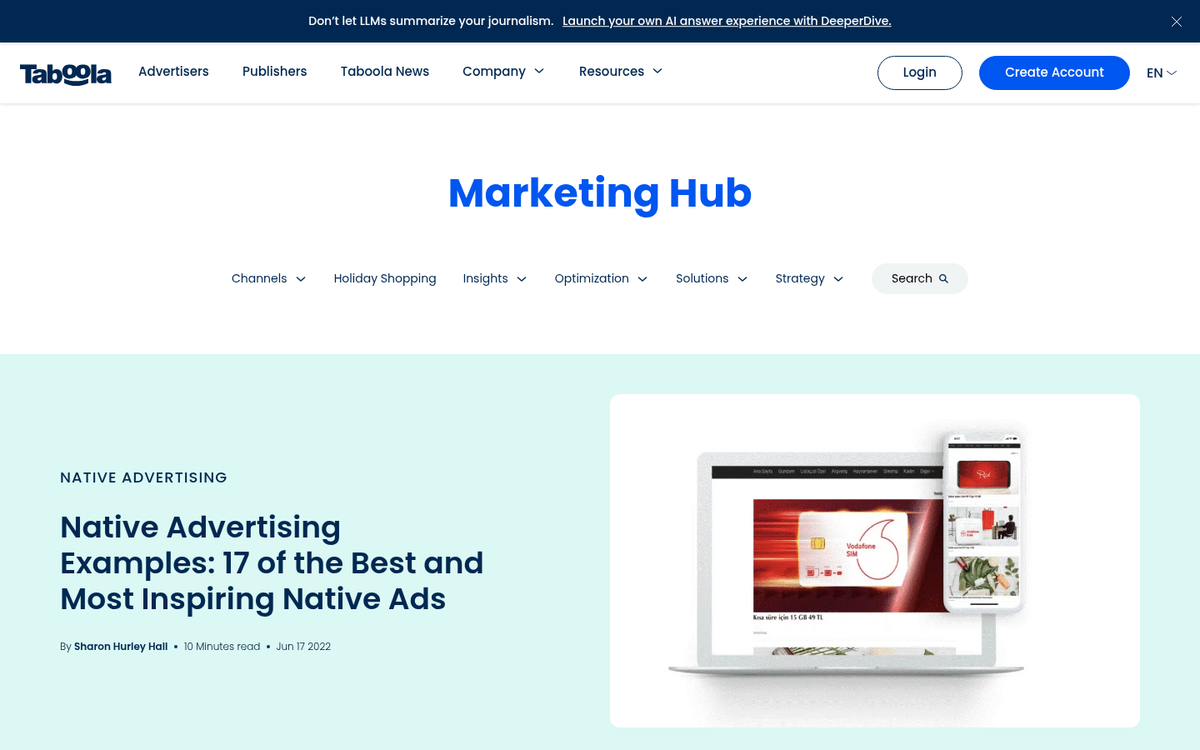 Native ad blending into website content seamlessly
