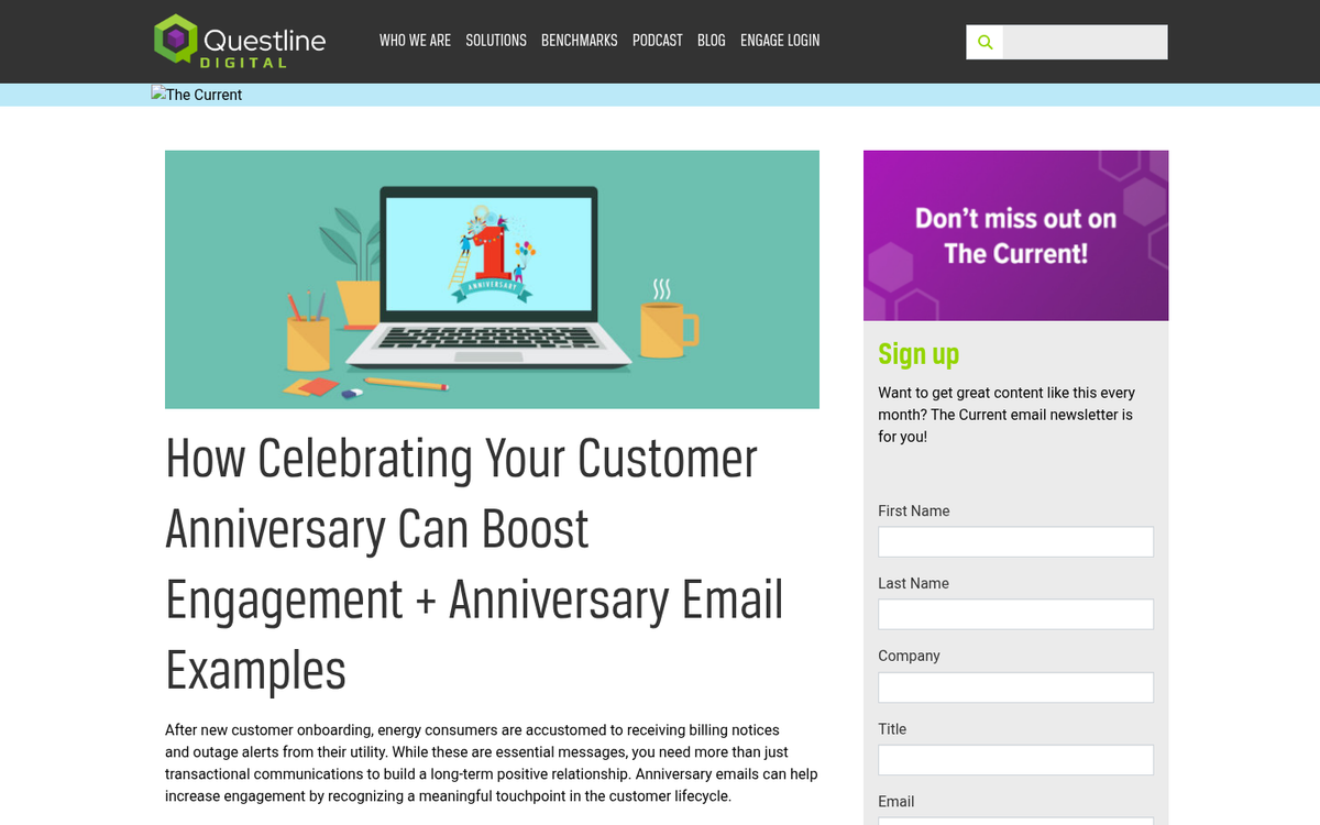 Anniversary congratulations email marketing example