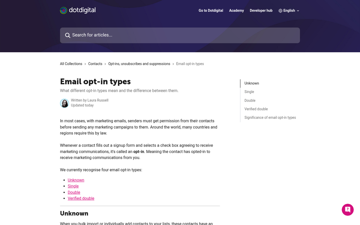 Single opt-in email subscription form example