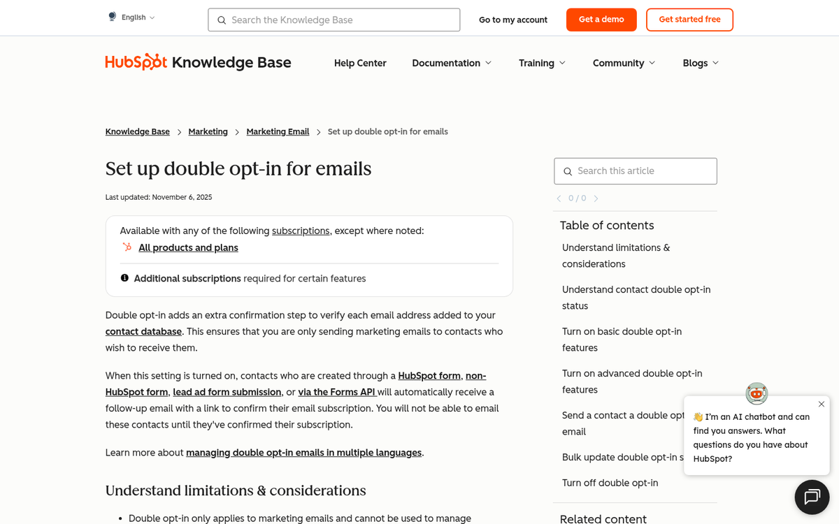 Email list opt-in confirmation settings interface
