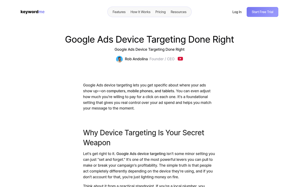 AdWords location and device targeting settings