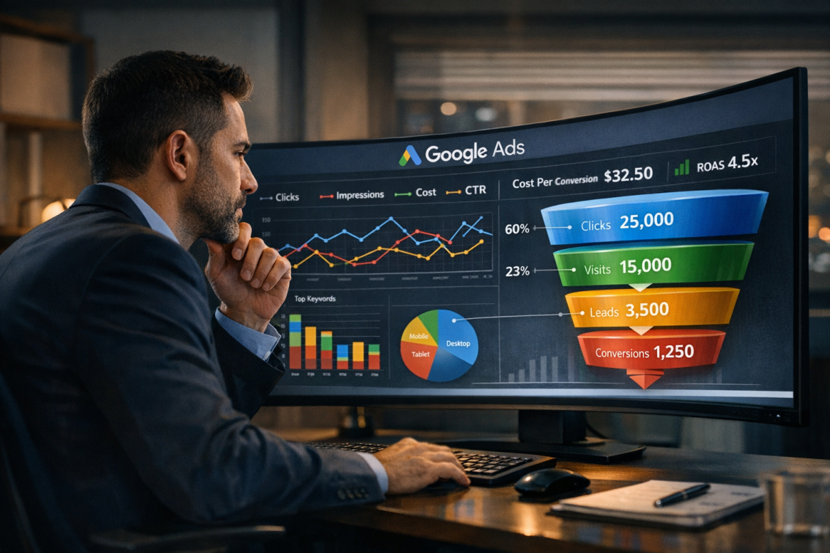 AdWords conversion tracking dashboard overview