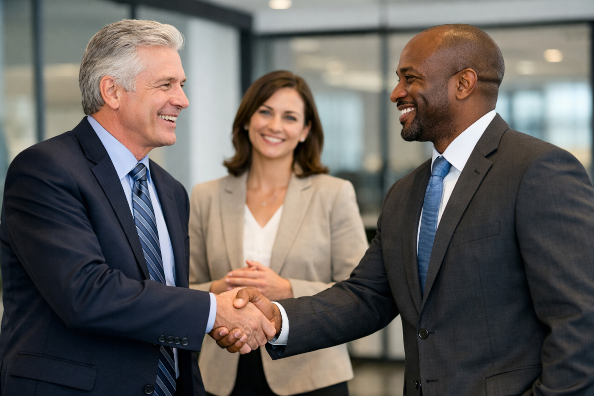 People exchanging referrals and business recommendations