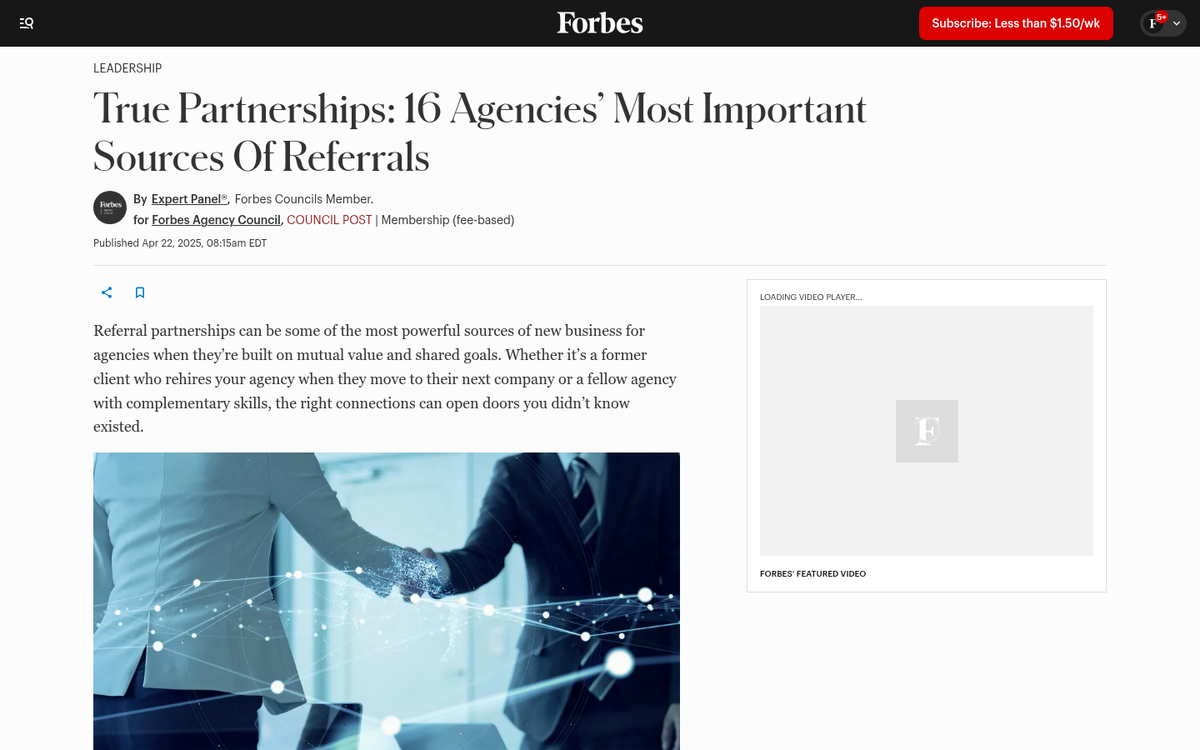 Agency partnership handshake building client connections