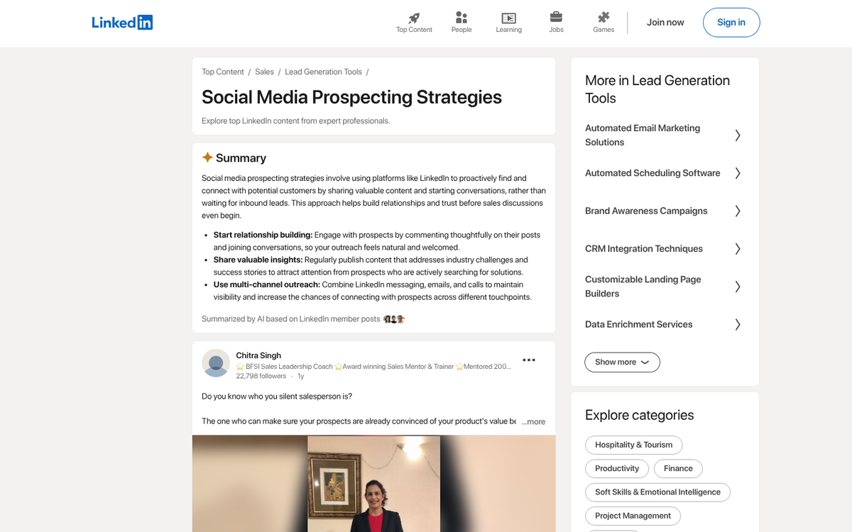 Social media profiles displayed on screen