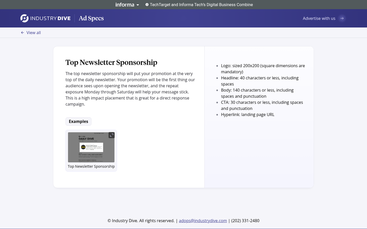 Niche newsletter website screenshot