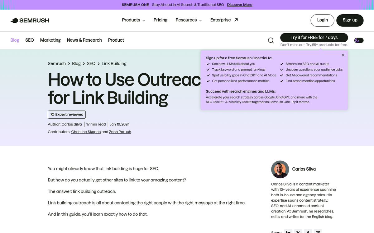 Competitor website backlink analysis screenshot
