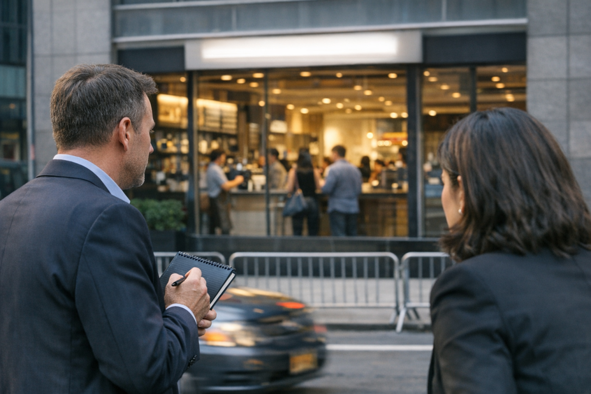 Person observing competitor websites on screen