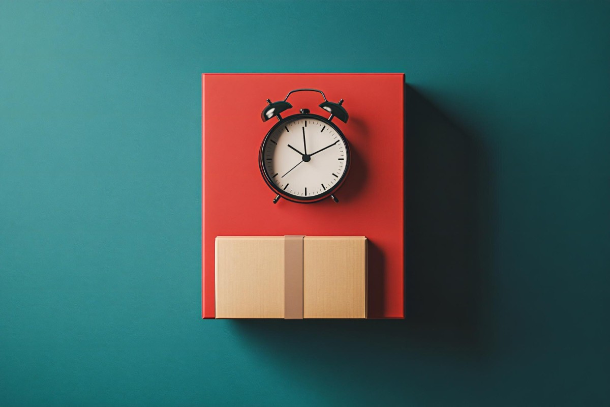 Person delivering package on time punctually