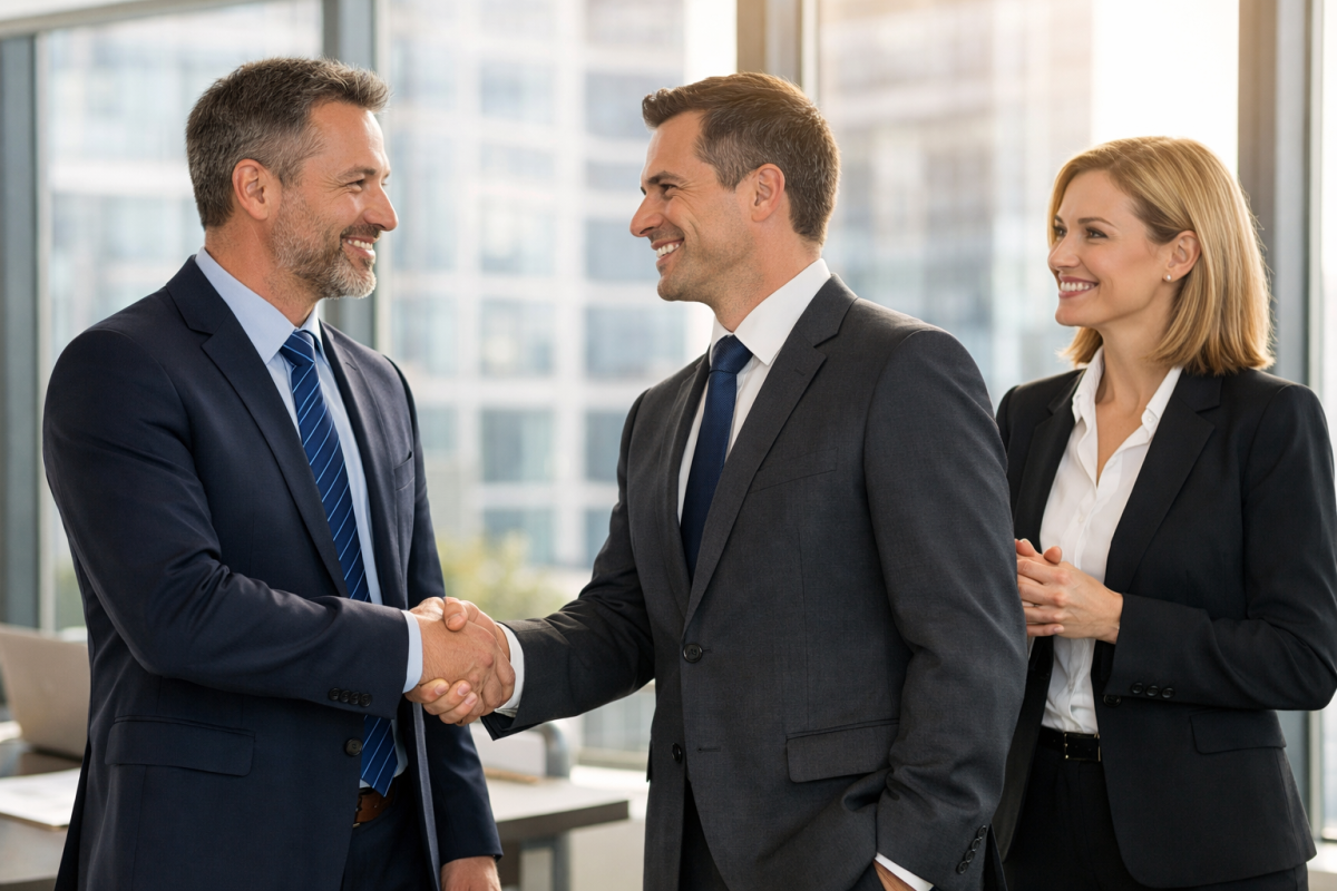 Handshake between two business professionals networking