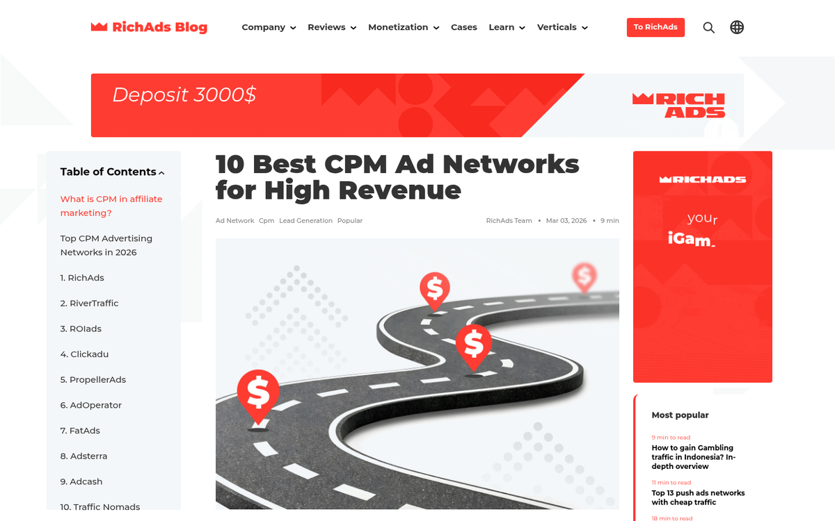 Bar graph showing CPM ad revenue growth