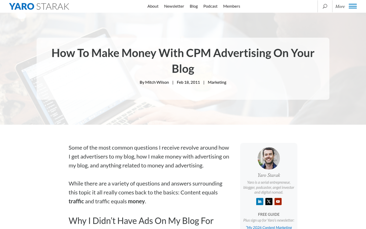 CPM earnings supplementing main income streams