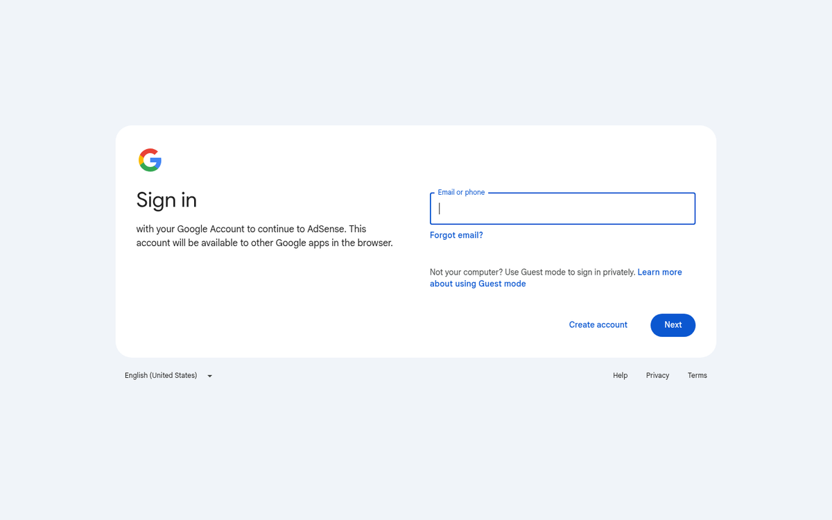 AdSense individual account approval status page