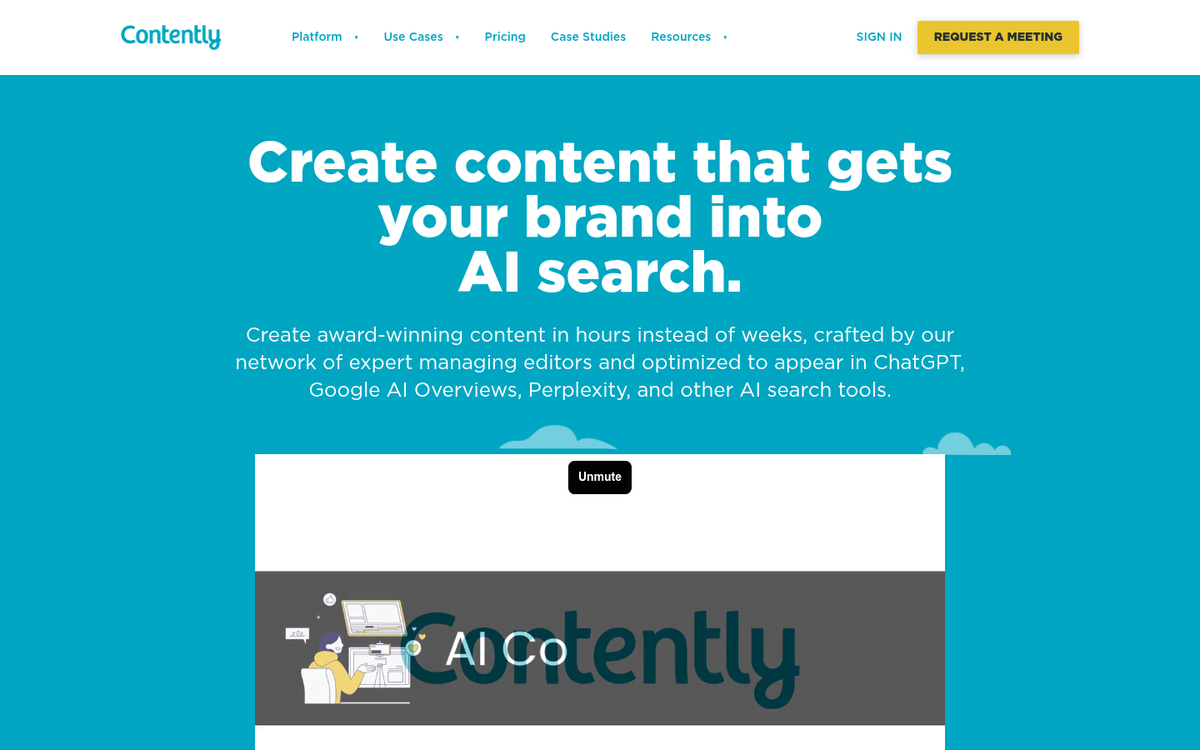 Contently landing page layout screenshot