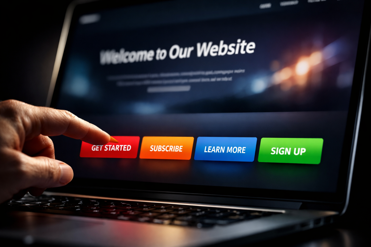 Colorful call-to-action buttons on screen
