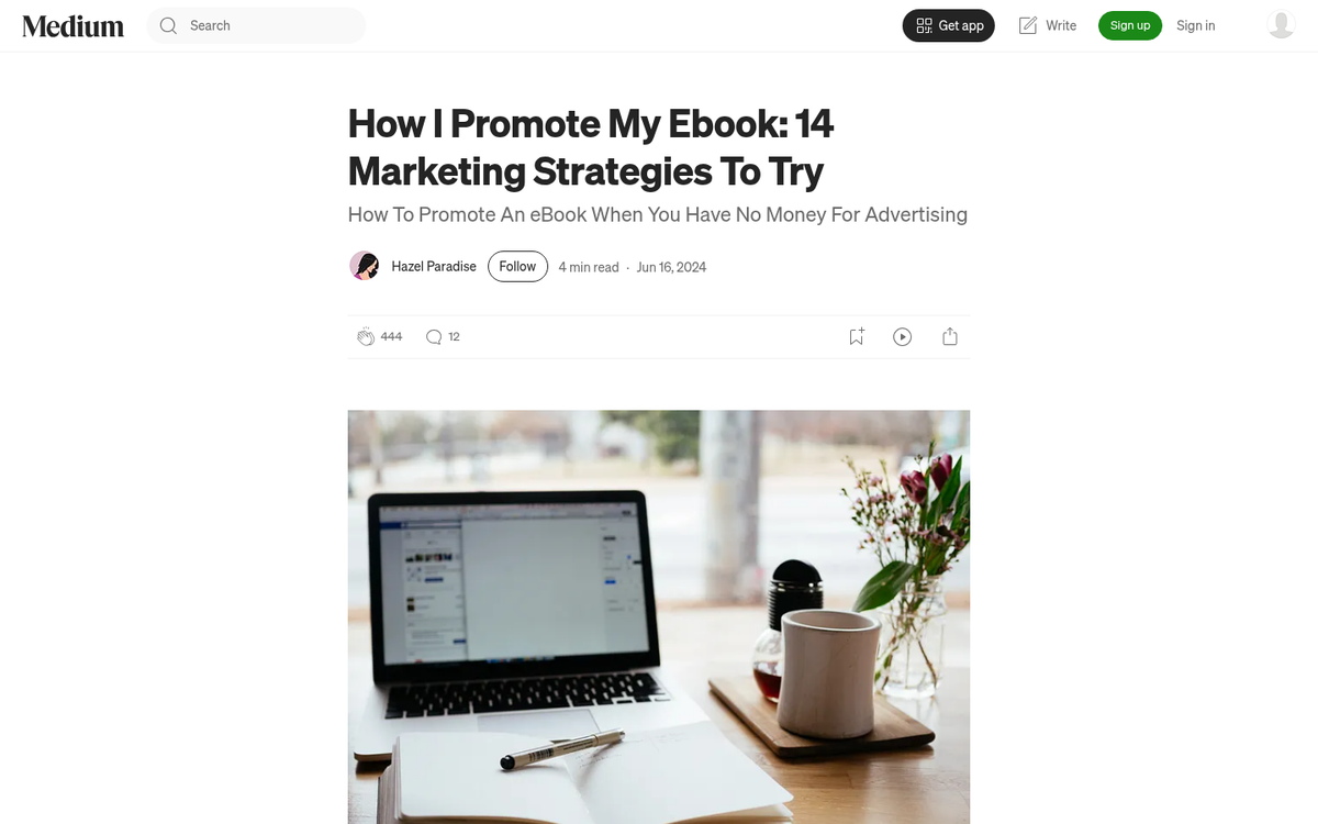Ebook promotion landing page screenshot