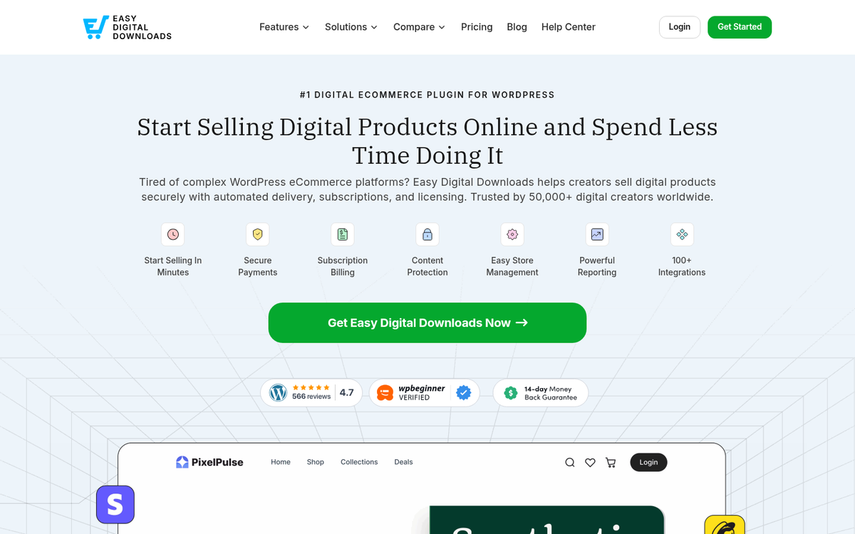 Easy Digital Downloads plugin installation screen