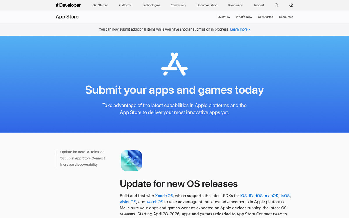 App Store submission form on screen