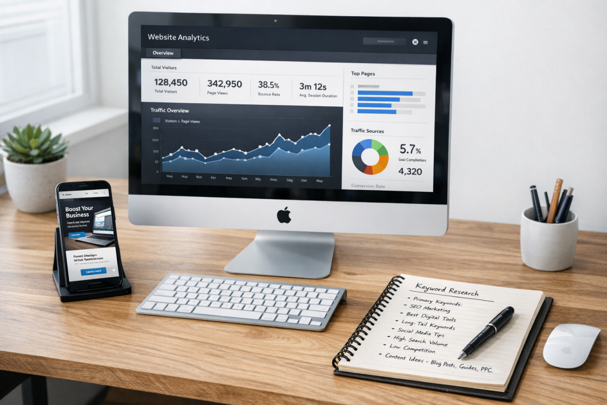 Solid foundation blocks supporting a website structure