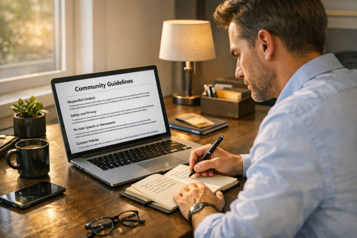 Person reading blog commenting guidelines online