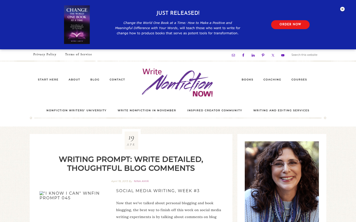 Person typing thoughtful comment on blog post