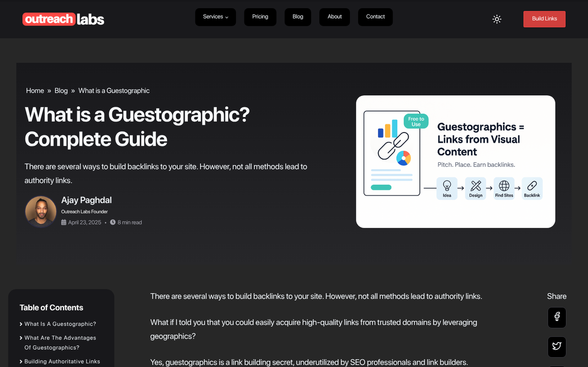 Guestographic outreach email example screenshot
