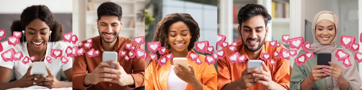 Person analyzing social media influencer profiles