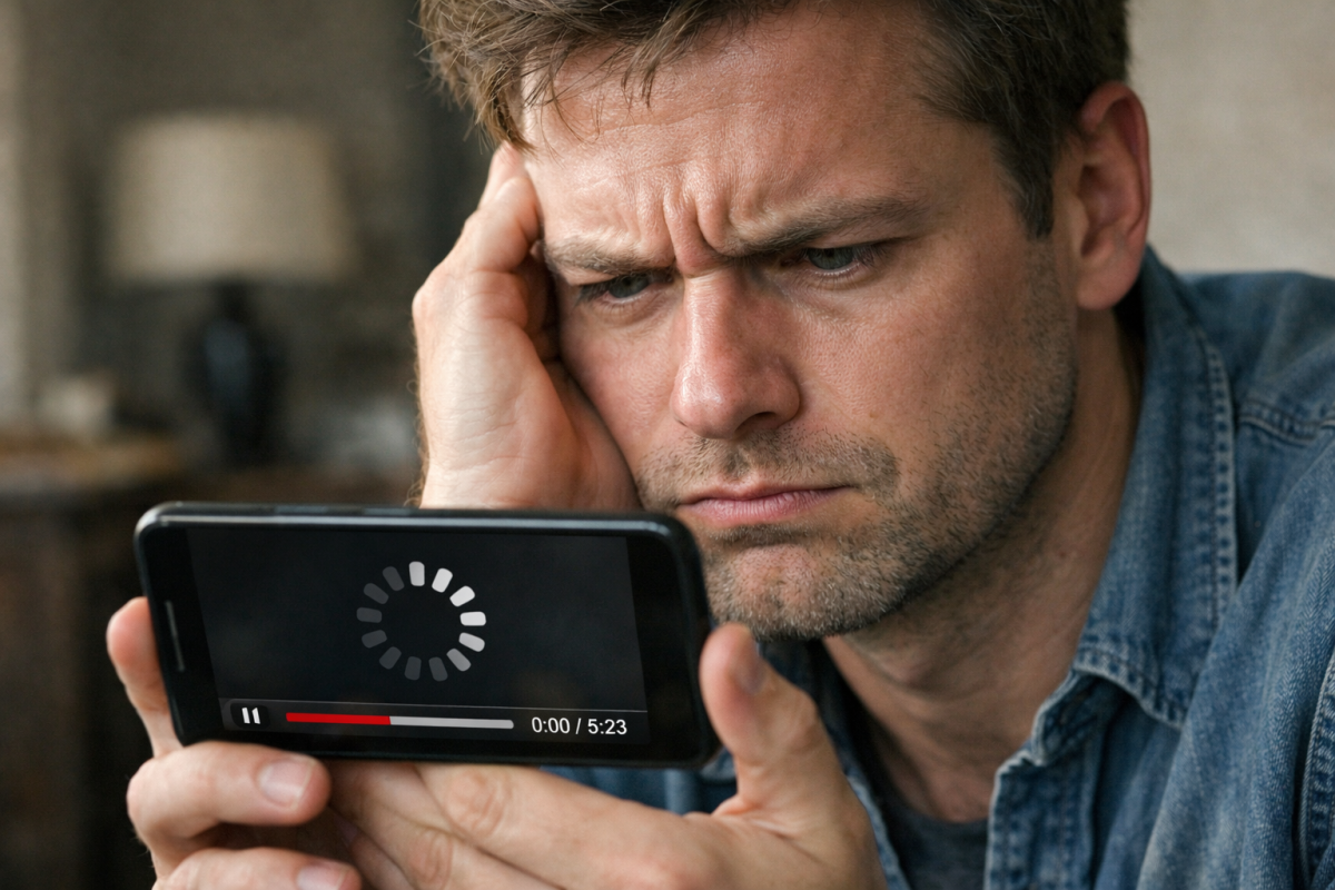 Mobile phone displaying autoplaying video buffering issues