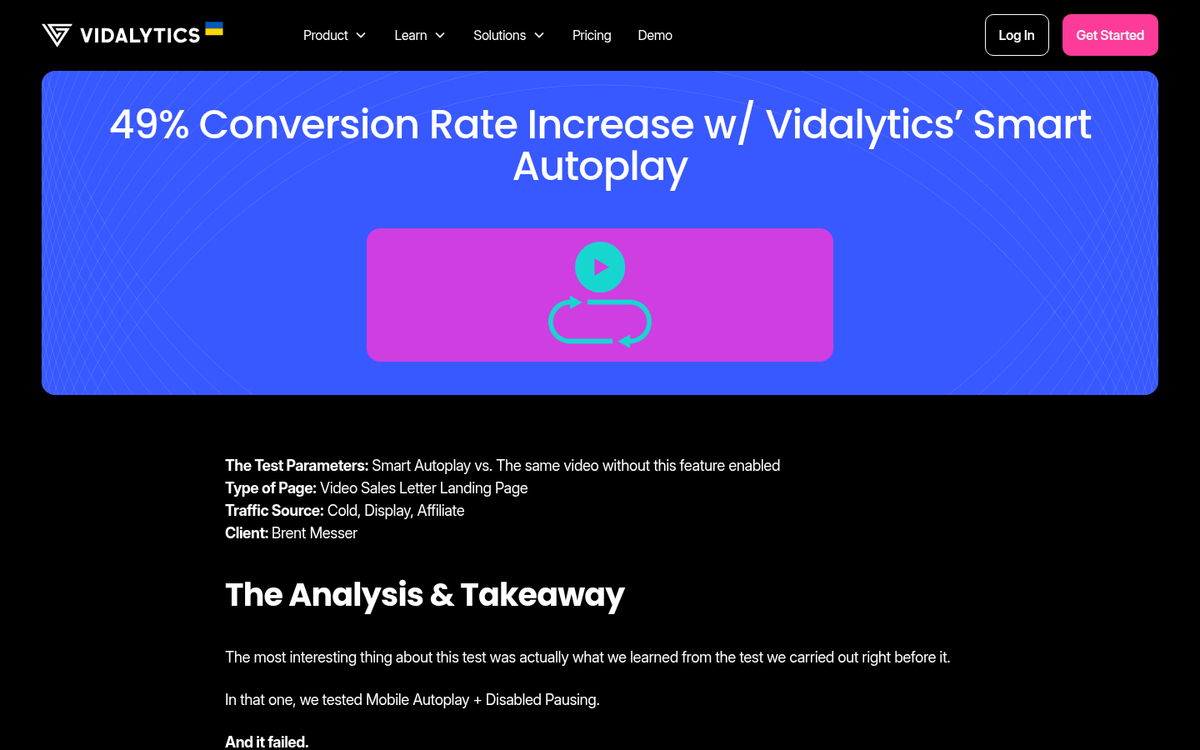 Autoplay video exception example on website